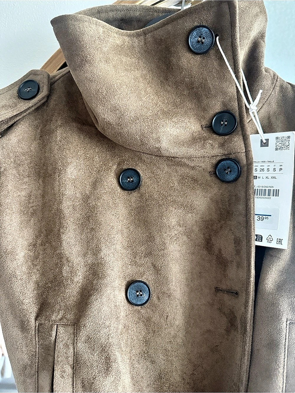 Zara Faux Suede Belted Vest Brown Medium - Picture 2 of 9